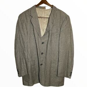 Cellini Tweed Blazer Sports Coat 3 Button Pockets Tan Black 44L